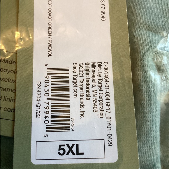 Big men’s crew neck T shirt, 5X, Orchid Leaf Green - Picture 4 of 4